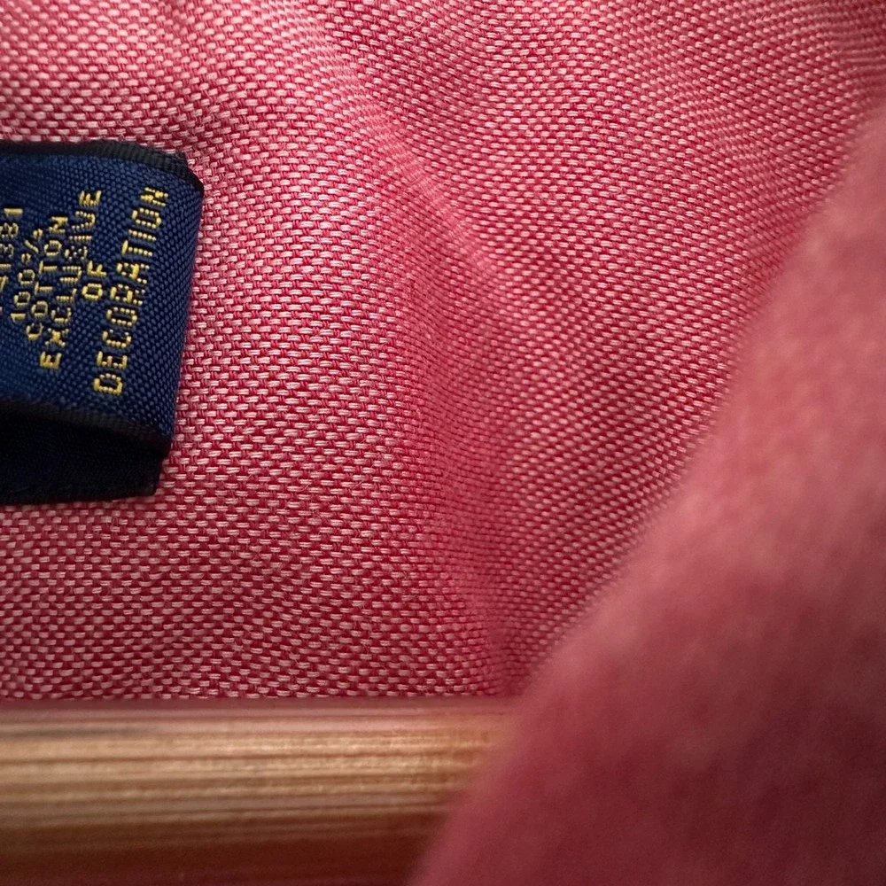 Ralph Lauren Chambray Oxford Shirt Pink Logo Short Sleeve Button Down Mens 3XB